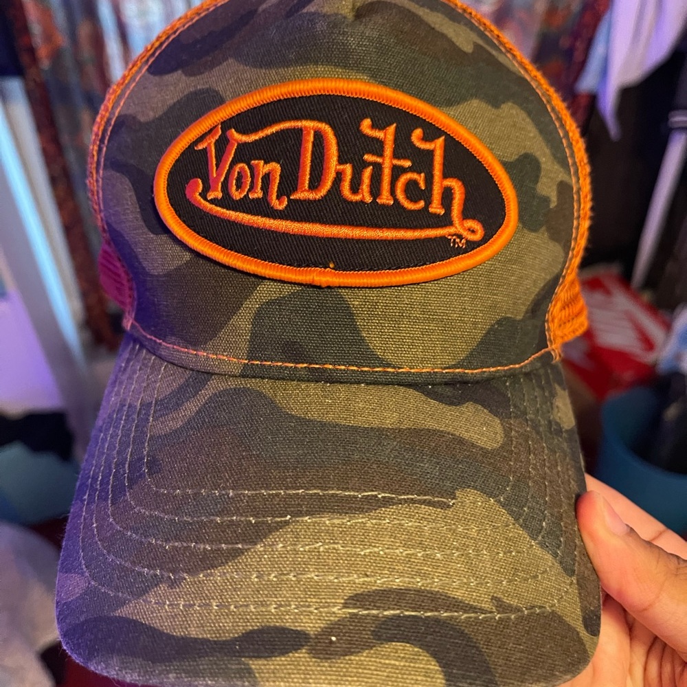 von dutch army print trucker hat